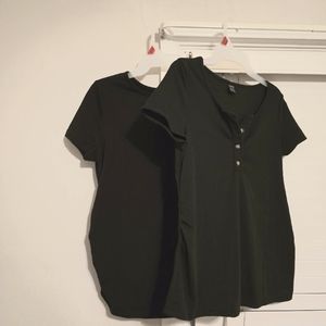 Set of 2 Black Short Sleeved Maternity t shirts Size:  M & S